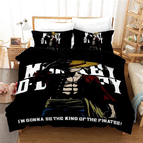 3 Pieces Anime One Piece Luffy Comforter Cover Bed Set Twin Size Fashion Manga Chopper Zoro