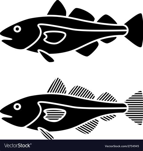 Black Cod Fish Silhouettes Royalty Free Vector Image