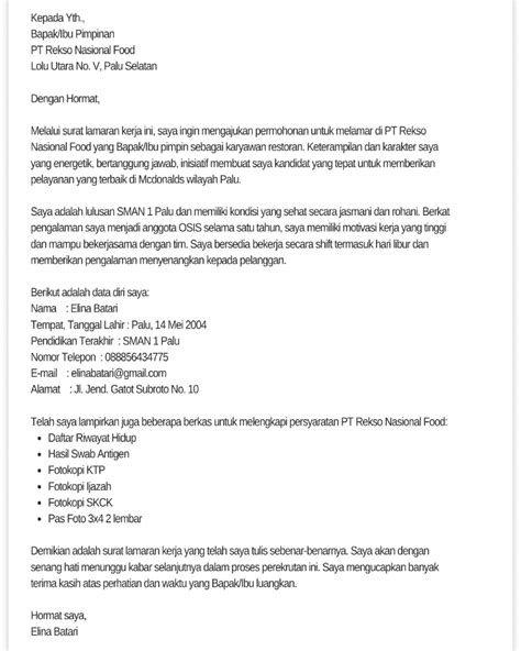 Contoh Cover Letter Fresh Graduate Sma Contoh Surat Resmi