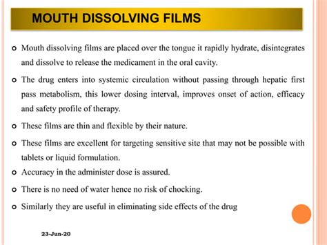 Formulation And Evaluation Of Mouth Dissolving Film Containing