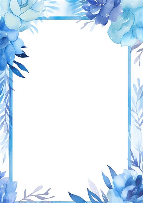 Blue Watercolor Frame Vector Png Images Blue Watercolor Flower Frame