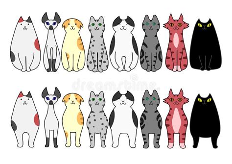 Standing Cats Front And Back Border Set Stock Vector Illustration Of