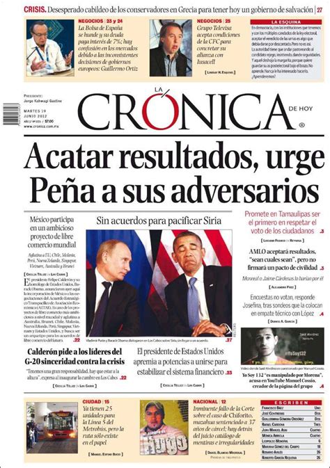 Periódico La Crónica De Hoy México Periódicos De México Edición De