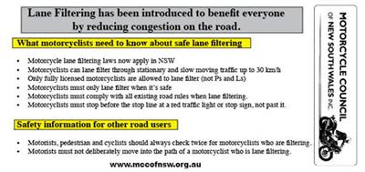 Lane Filtering - Motorcycle Council of NSW