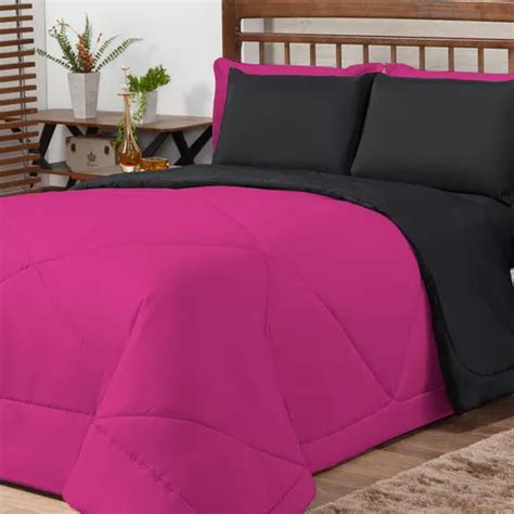 Kit Ternura Casal Queen Edredom Jogo Fronhas Roupa De Cama Cor Pink