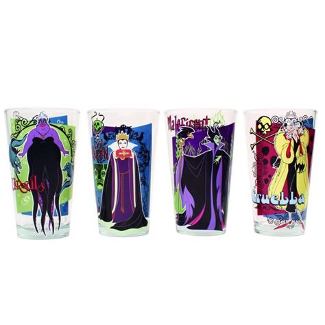 Disney Discovery- Set Of 4 Disney Villains Glasses - Discovery