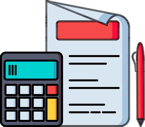 Calculator With Paper Pen Icon In Flat Style Vector Art At