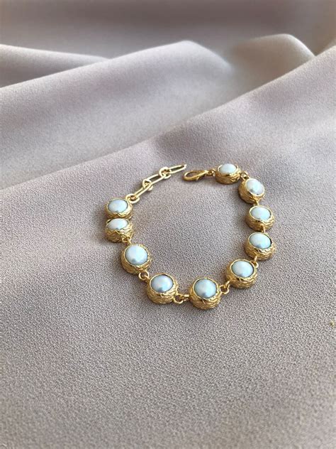 NEW Series Pearl Design Bracelet, Handmade Design Gold Bracelet, Bridal ...