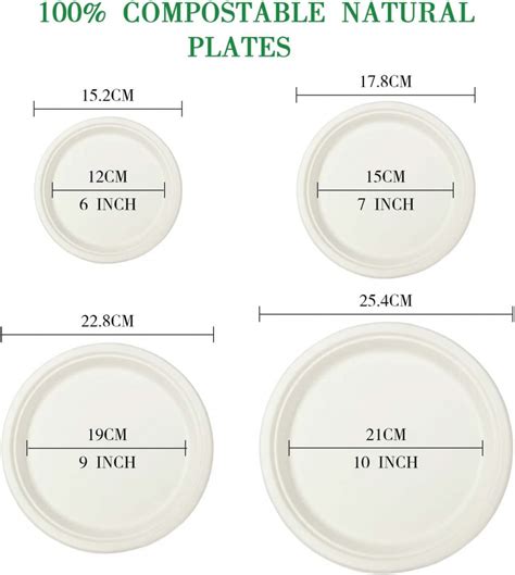 Set De 100 Farfurii De Unica Folosinta PUEVENYI Fibra Trestie De Zahar