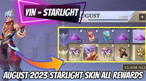 August 2023 Starlight Skin Yin All Rewards MLBB YouTube