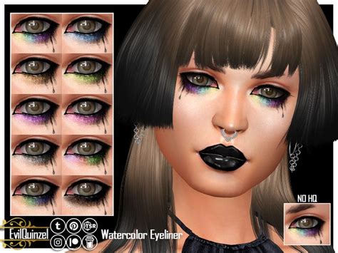 Sims Watercolor Eyeliner By Evilquinzel Multi Colored Under Eyes