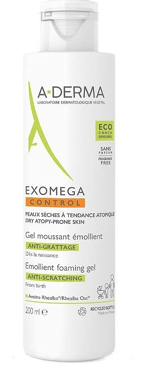 Gel moussant émollient anti grattage Exomega Control A Derma