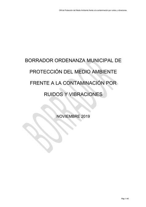 Borrador Ordenanza Ruidos Nov Pdf