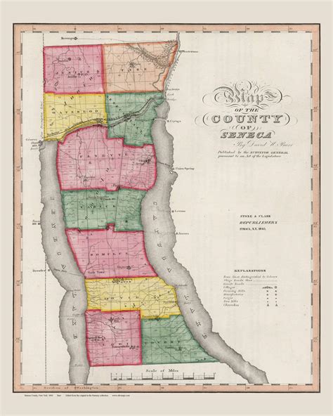 Seneca County New York 1840 Burr State Atlas Old Maps