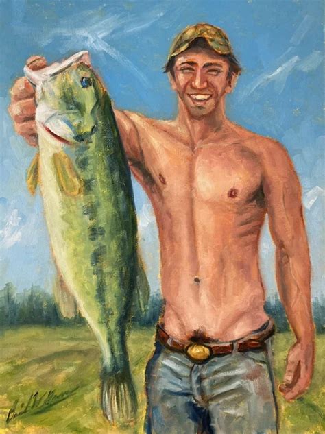 GAY ART MALE Portrait Fisherman Original Oil Painting Dan Green PicClick UK