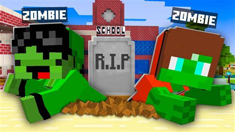 Jj And Mikey Escape From Zombie School Apocalypse In Minecraft Youtube