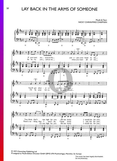 Lay Back In The Arms Of Someone Smokie Piano Sheet Music OKTAV