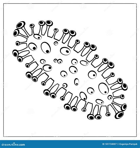 Vector Illustration With Outlines Of Bacteria Virus Cells Germs Or