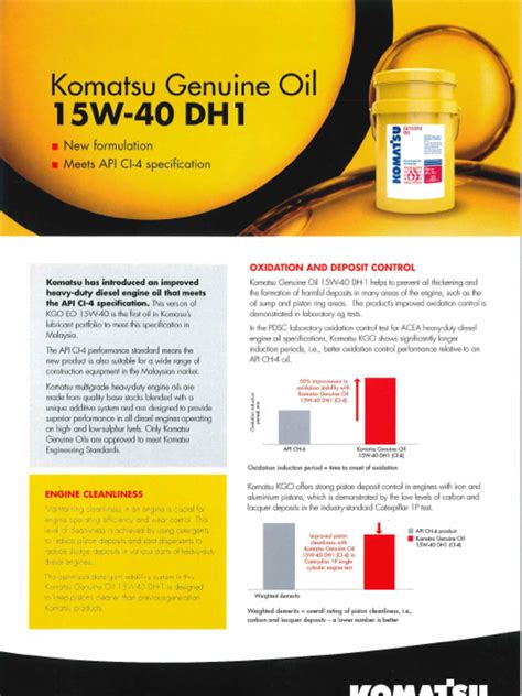 Komatsu Genuine Oil 15W 40 DH1 | PDF