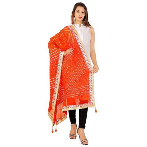 Orange Silk Bandhej Dupatta Your Store 3143943