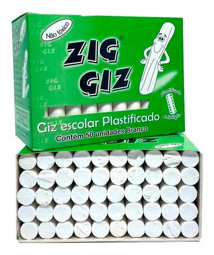 Giz Escolar Zig Giz Cx Palitos Brancos Lousa Plastificado Mercadolivre