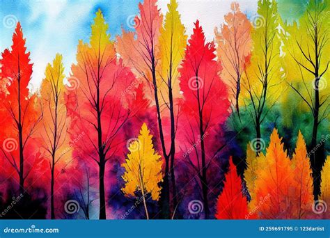 Beautiful Autumn Leaves Backgrounds - Aquarel Illustration Stock ...