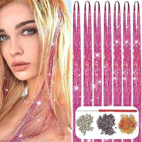 Amazon Pink Hair Tinsel Kit 48 Inches 7Pcs 2100 Sparkling