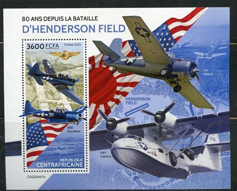 Central Africa 2022 80th ANN Of The Battle Of Henderson Field S Sheet