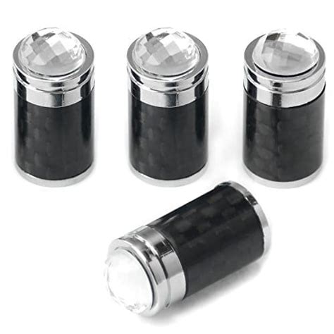 Sparkle Rider Carbon Fiber Tire Valve Caps With Crystal Bling Pc Set