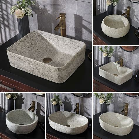 Modern Vessel Bathroom Sink Porcelain Vessel Lavatory Sink with Faucet - Clearhalo