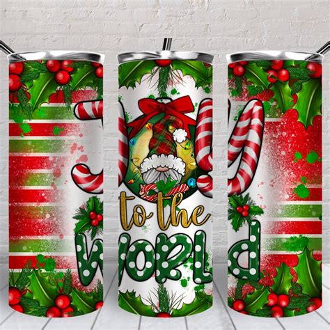 Joy To The World 20 Oz Skinny Tumbler Png Christmas Tumbler Wrap Png