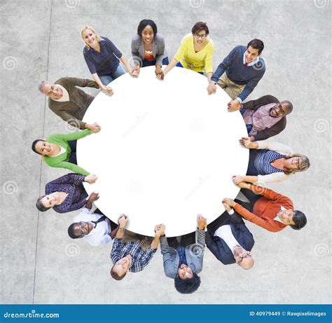 Multiethnic People Forming A Circle Holding Hands Stock Image Image