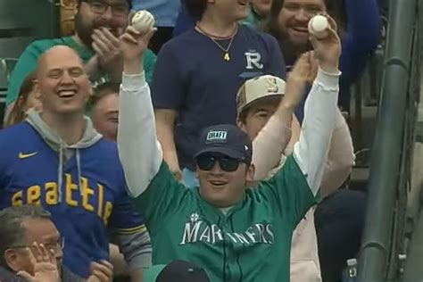 Seattle Mariners Fan Catches Two Consecutive Foul Balls In A Row Free