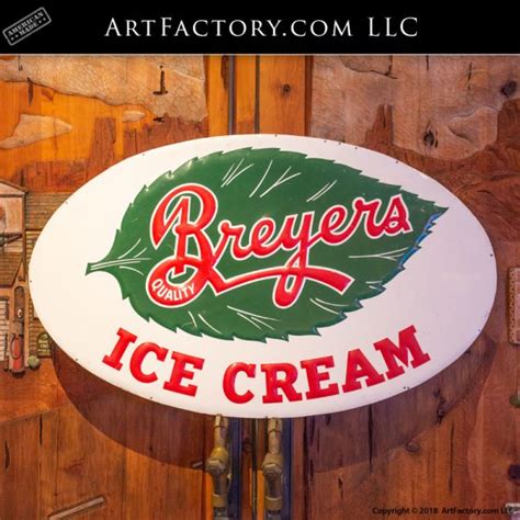 Original Breyers Ice Cream Sign Genuine Embossed Metal Advertising