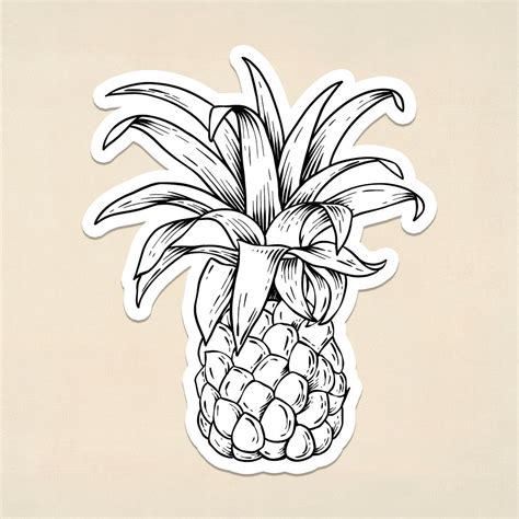 White Pineapple Sticker With A White Premium PSD Rawpixel