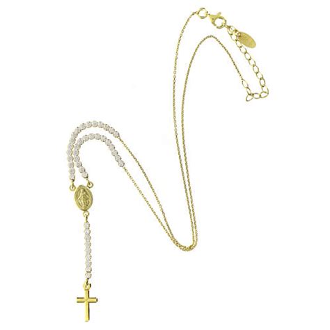 Collana Amen Dorata Croce E Miracolosa Zirconi Bianchi Vendita Online