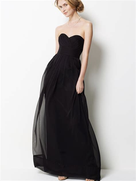 Black Chiffon Strapless Long Bridesmaid Dress Wedding Beta