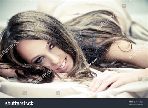 Beautiful Lady Lingerie Lying Bed Silk Stock Photo 89747590 Shutterstock