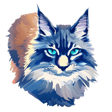 Maine Coon Katze Mit Blauen Augen Digitale Grafik Creative Fabrica