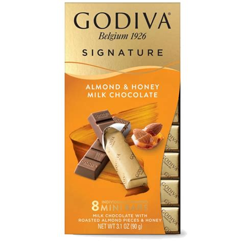 Godiva Signature Milk Chocolate Almond And Honey Mini Bars 3 1oz 3 Bars