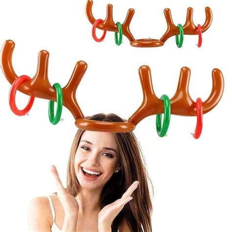 Inflatable Reindeer Ring Toss Game Set Perfect For Holiday Parties