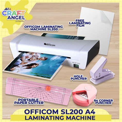 Sl200 Laminating Officom Package Set A4 Premium Hot Cold Laminator Hine For Ideal Forpvc And ID