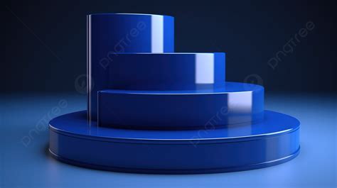 Podium Biru Dalam 3d Render Yang Realistis Platform Panggung 3d