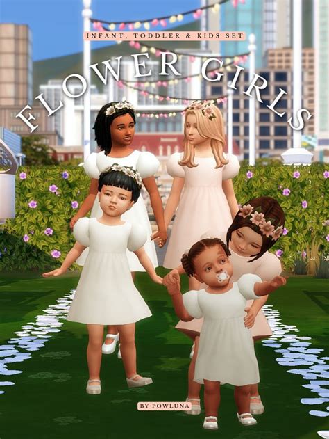 Flower Girls Powluna Sims Baby Sims 4 Toddler Sims 4 Cc Kids Clothing