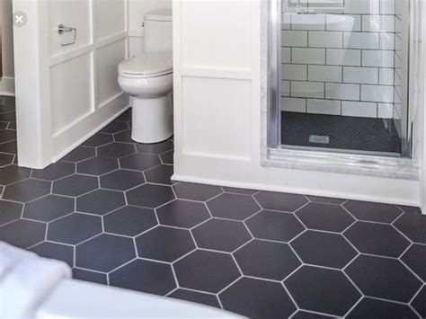 Dark Hexagon Tile Shower and Flooring