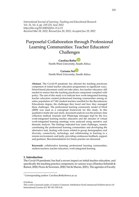 Pdf Purposeful Collaboration Through Professional Learning