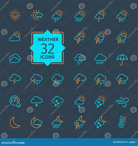 Weather Forecast Icon Set Vector Illustration Stock Vector