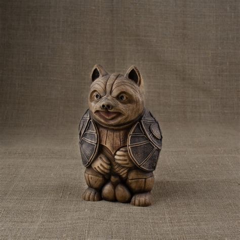 Tanuki, Japanese Statue Tanuki Statue, Raccoon Dog, Japanese Art Forest Spirit Wood Sculpture ...