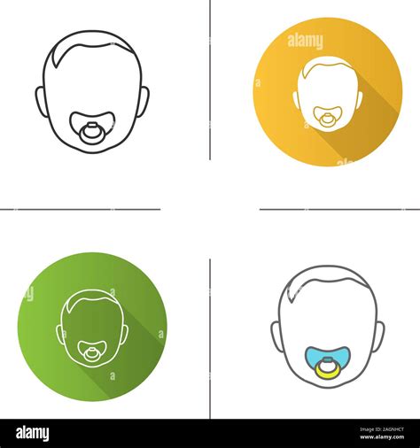 Baby Face With Pacifier Icon Child With Soother In Mouth Flat Design