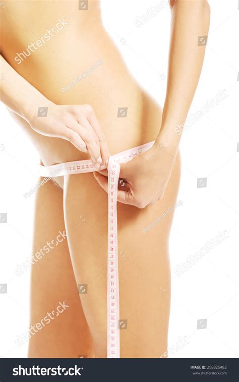 Slim Nude Woman Measuring Her Hips Stock Photo Shutterstock